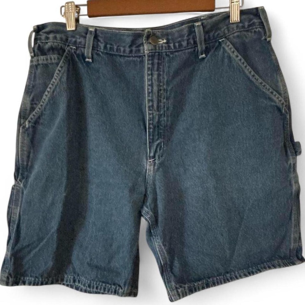 Vtg Carhartt B28 DST Denim Carpenter Shorts Mens 36 Dark Stone Wash Jorts
